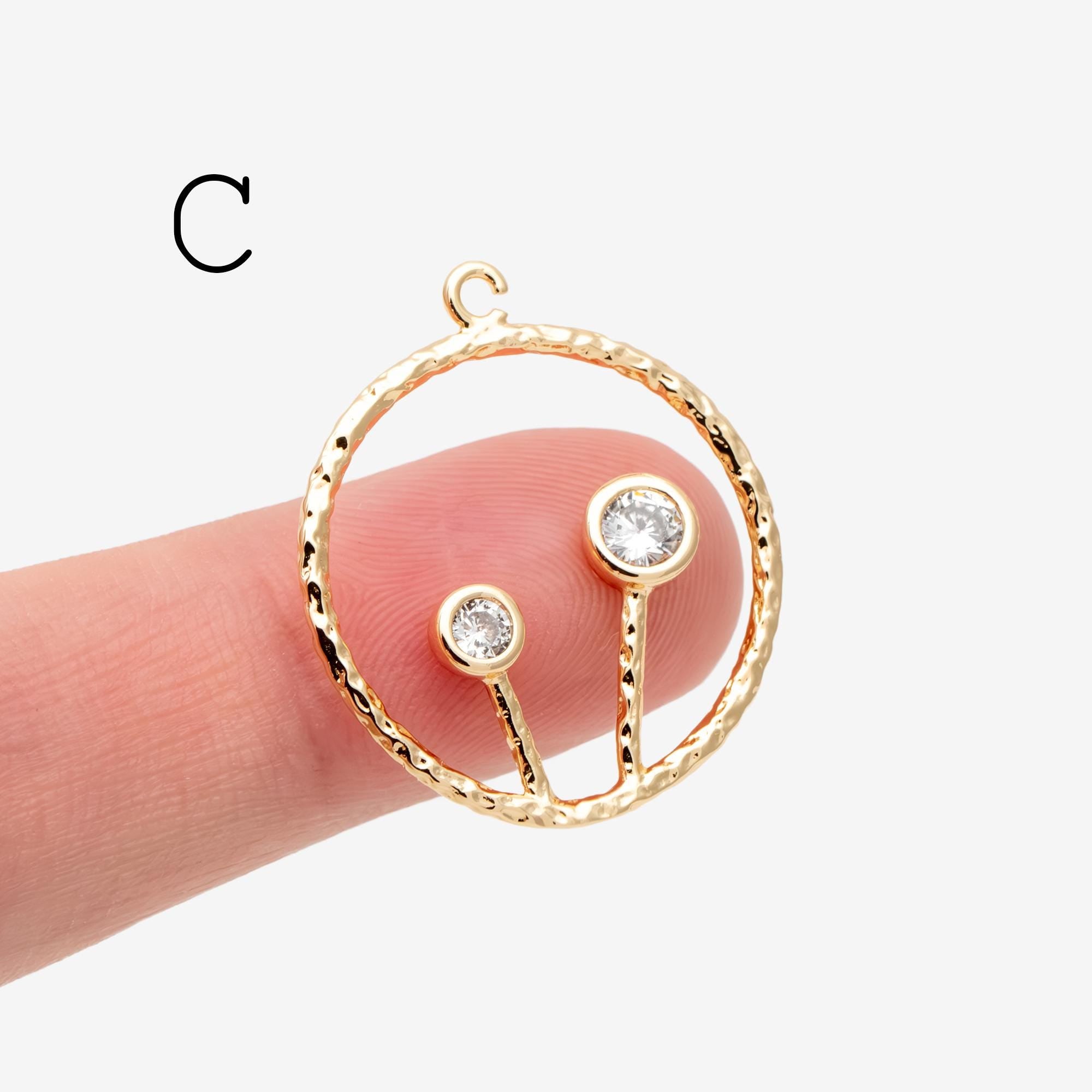 4pcs CZ Pave Gold Charm Connectors, 18K Gold plated Brass, Geometric Pendants (GB-913)
